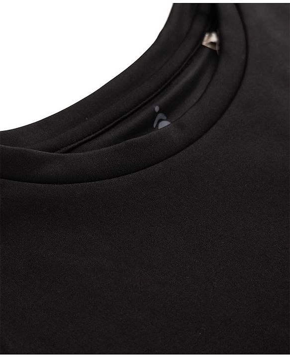 Pine Active Knit Solid 4 Way Stretch Aero Soft Thumbhole T-Shirt With Full Sleeves - Black