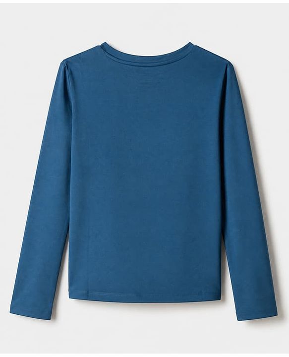 Pine Active Knit Solid 4 Way Stretch Aero Soft Thumbhole T-Shirt With Full Sleeves - Teal Blue