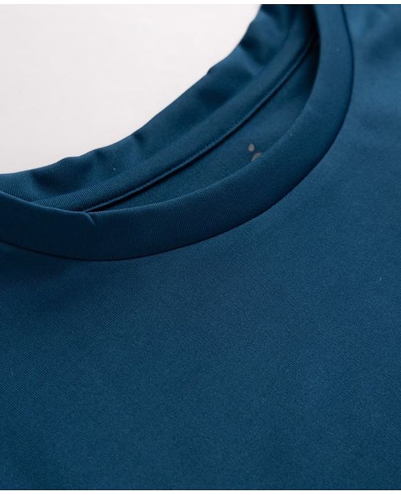 Pine Active Knit Solid 4 Way Stretch Aero Soft Thumbhole T-Shirt With Full Sleeves - Teal Blue