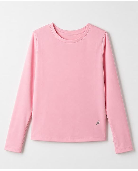 Pine Active Knit 4 Way Stretch Aero Soft Thumbhole Solid T-Shirt with Full Sleeves - Pink