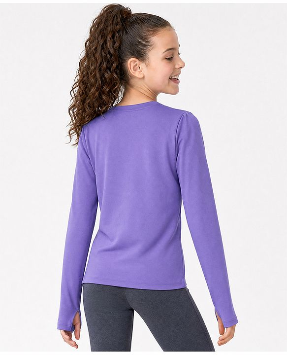 Pine Active Knit 4 Way Stretch Aero Soft Thumbhole Solid T-Shirt with Full Sleeves - Lavender