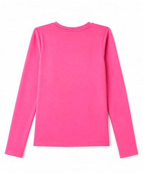 Pine Active Knit Solid 4 Way Stretch Aero Soft Thumbhole T-Shirt With Full Sleeves - Dark Pink