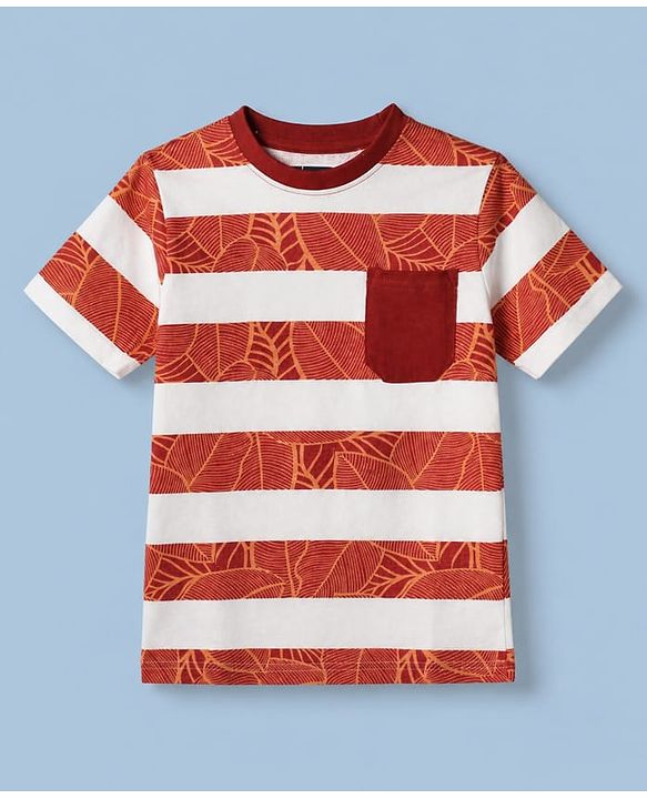 Pink Kids 100% Cotton Knit Full Sleeves T-Shirt & Short With Leaves Print-Brown