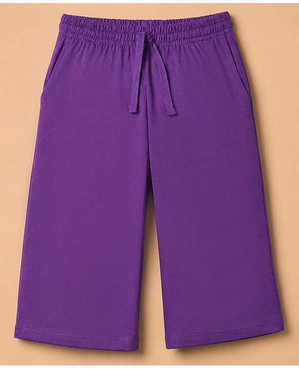 Pine Kids 100% Cotton Knit Half Sleeves T-Shirt & Pyjama Night Suit With Rabbit Print & Bio Finish - Purple