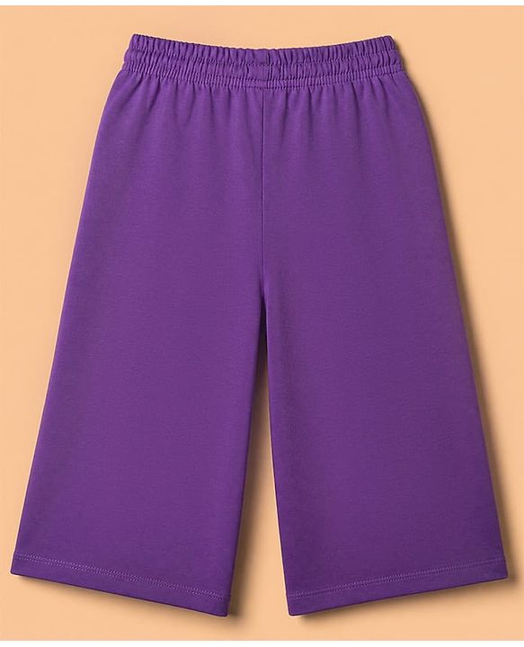 Pine Kids 100% Cotton Knit Half Sleeves T-Shirt & Pyjama Night Suit With Rabbit Print & Bio Finish - Purple