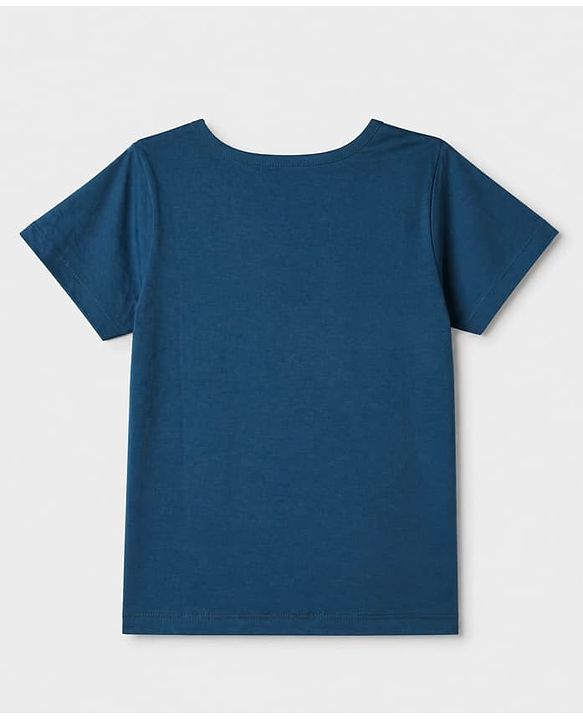 Pine Kids 100% Cotton Single Jersery Knit 180 GSM Half Sleeves Co-ords T-Shirt & Short Night Suit With Happy Everyday Text Print & Bio Wash- Navy Blue