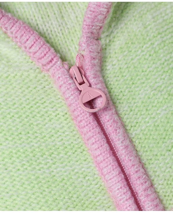 Pine Kids Cotton Blend Knit Full Sleeves Front Open Sweater With Cable Knit Design - Pink