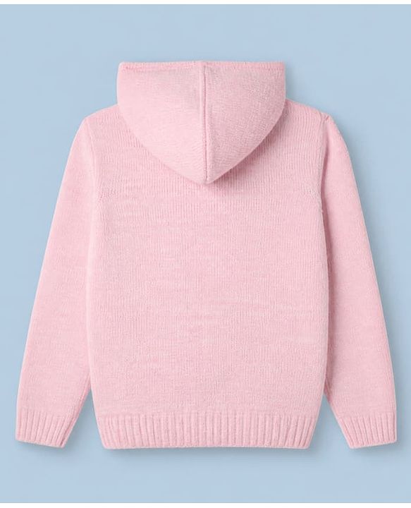 Pine Kids Knit Front Open Sweater with Full Sleeves and Stars Sequins in Pink for 4-5 Years
