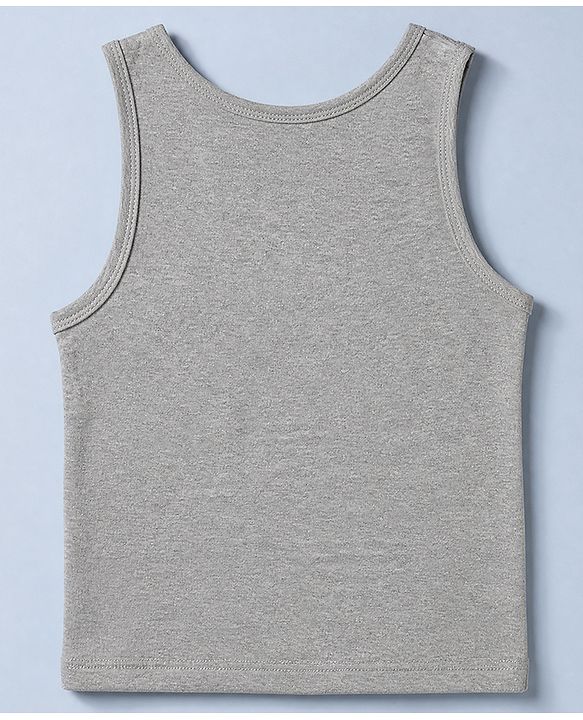 Pine Kids Cotton Elastane Knit Sleeveless Set of Vests with Polka Dots Print & Bow Applique Pack of 3 - White, Red & Grey