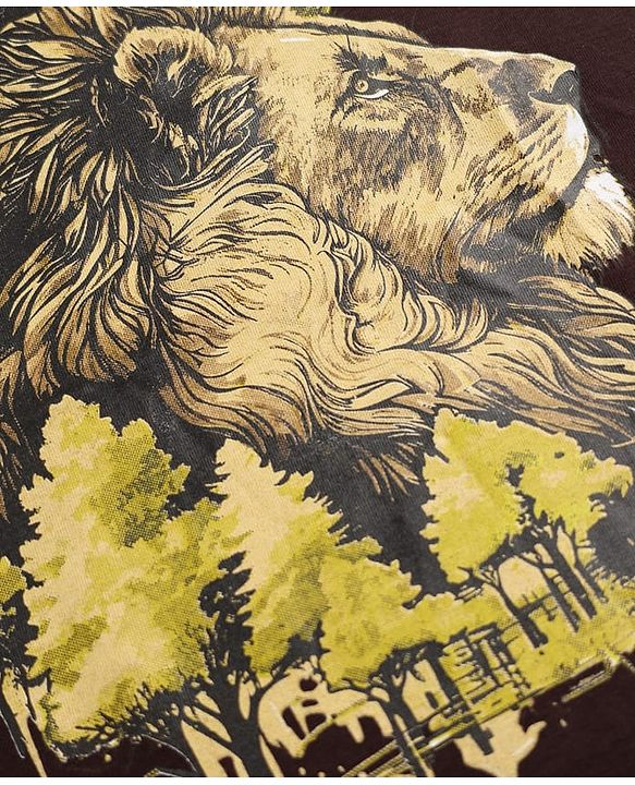 Pine Kids 100% Cotton Knit T-Shirt with Full Sleeves and Lion Print - Dark Brown