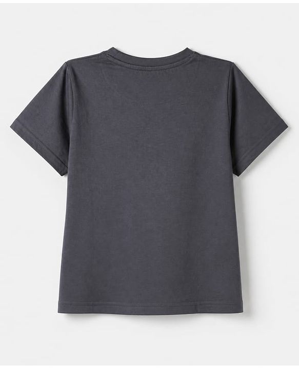 Pine Kids 100% Cotton Knit Half Sleeves T-Shirt & Shorts With Vehicle Print & Bio Finish - Grey