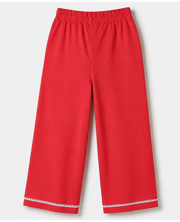 Pine Kids 100% Cotton Knit Half Sleeves Co-Ords Solid Shirt & Pajama Night Suit - Red
