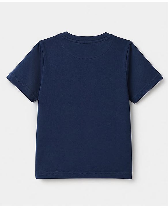 Pine Kids 100% Cotton Knit Half Sleeves T-Shirt & Pyjama Night Suit With Mountain Adventure Text Print & Bio Finish - Navy Blue