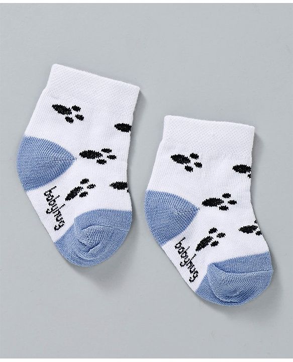Cute Walk by Babyhug Ankle Length Non Terry Anti-Bacterial Socks Stripes & Paw Print Set of 3 Pairs - Blue