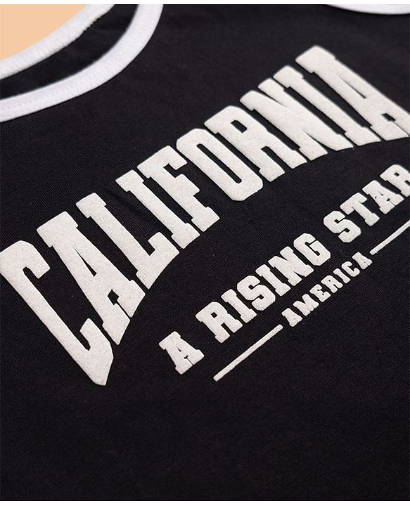 Pine Kids Cotton Single Jersey Knit Shorts and Tank Top with California Typography Print in Black
