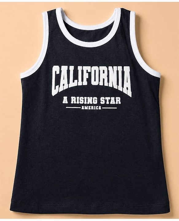 Pine Kids Cotton Single Jersey Knit Shorts and Tank Top with California Typography Print in Black