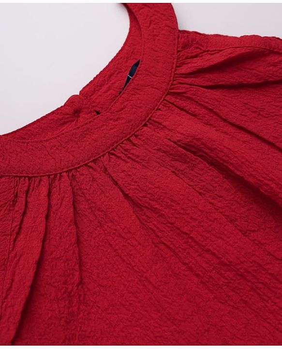 Pine Kids Woven Solid Dress and Belt with Sleeveless in Red