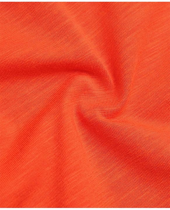 Pine Kids 100% Cotton Knit Half Sleeves Solid T-Shirts with Hooded and Kangaroo Pockets in Orange