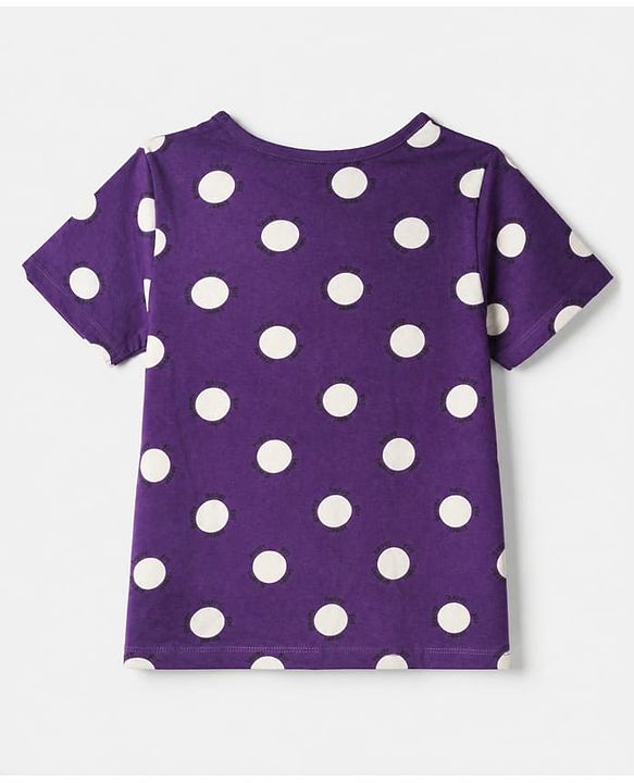 Pine Kids 100% Cotton Knit T-Shirt & Pyjama Co-ords Night Suit With Polka Dot Print in Purple