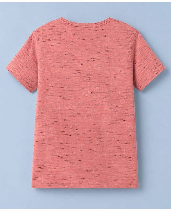 Pine Kids Cotton Mix Knit Textured T-Shirt with Half Sleeves in Pink