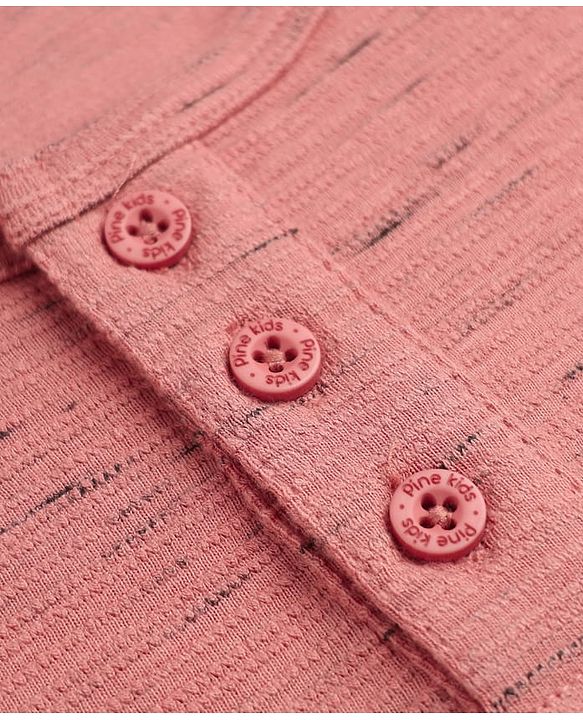 Pine Kids Cotton Mix Knit Textured T-Shirt with Half Sleeves in Pink