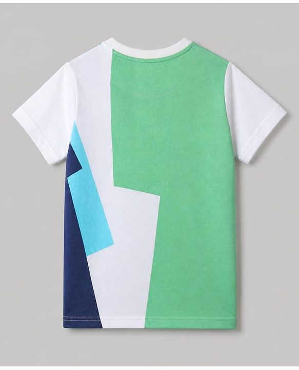 Pine Kids 100% Cotton Knit T-Shirt with Half Sleeves and Skate Board Print - White
