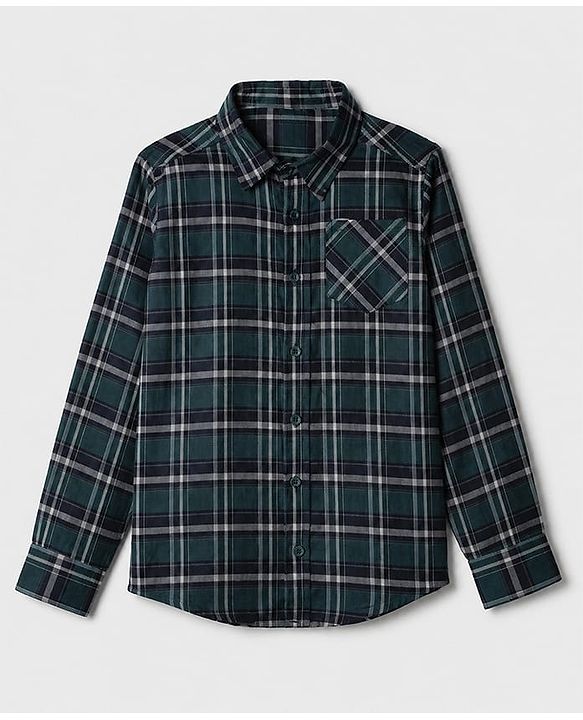 Pine Kids 100% Cotton Woven Tartan Checks Shirt with Full Sleeves - Teal Blue