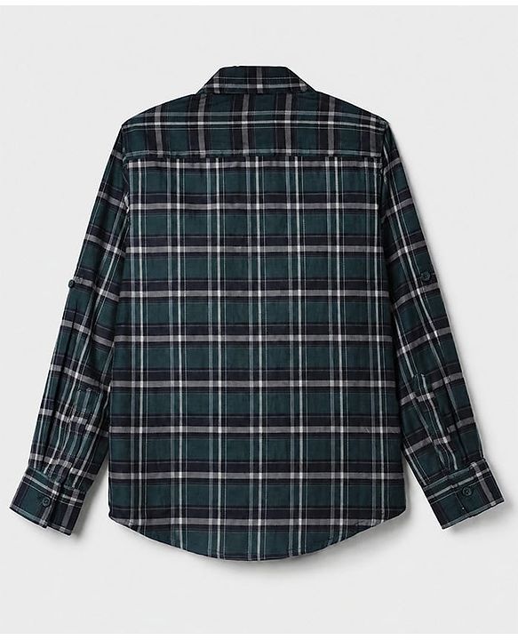Pine Kids 100% Cotton Woven Tartan Checks Shirt with Full Sleeves - Teal Blue