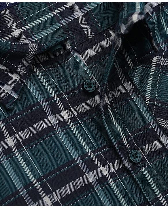 Pine Kids 100% Cotton Woven Tartan Checks Shirt with Full Sleeves - Teal Blue
