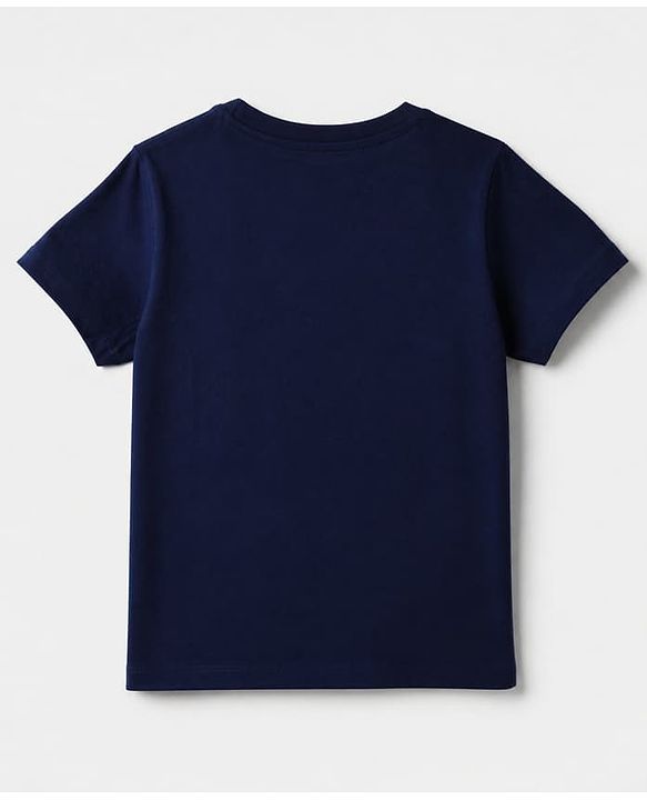 Pine Kids 100% Cotton Single Jersery Knit 180 GSM Half Sleeves T-Shirt & Short Night Suit With Endless Forest Text Print & Bio Wash - Blue