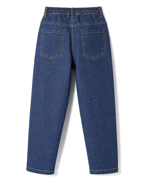 Pine Kids Marvel Denim Full Length Jeans with Superhero Symbols Print in Blue