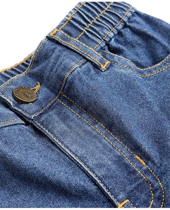 Pine Kids Marvel Denim Full Length Jeans with Superhero Symbols Print in Blue