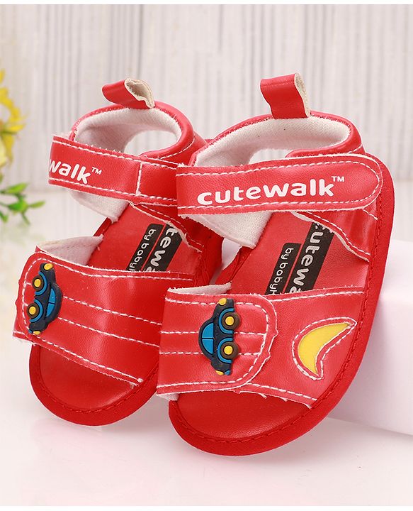 Cute Walk By Babyhug Sandals Style Booties - Red - 0-3M Red