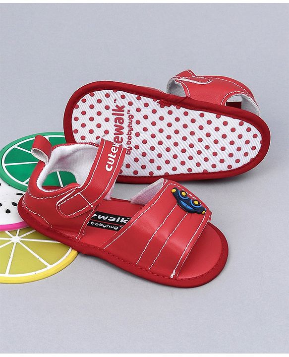 Cute Walk By Babyhug Sandals Style Booties - Red - 0-3M Red