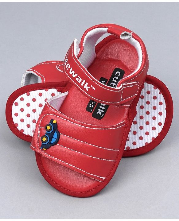 Cute Walk By Babyhug Sandals Style Booties - Red - 0-3M Red