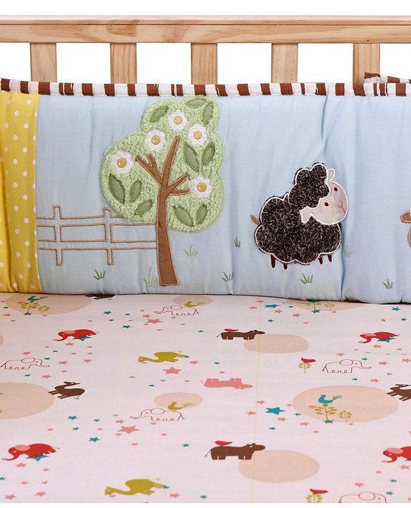Babyhug Premium Cotton Crib Bumper Large -Farm Theme (Cot not Included)