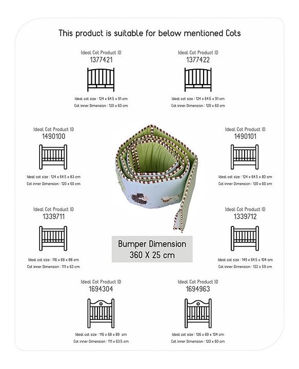 Babyhug Premium Cotton Crib Bumper Regular -Farm Theme (Cot not Included)