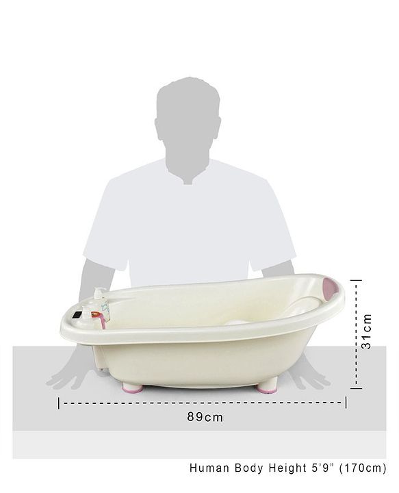 Babyhug Baby Bath Tub & Bath Sling With Bathing Mug (Colour & Design May Vary)