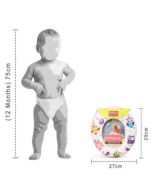 Babyhug Soft Cushioned Baby Potty Seat Owl Print - White