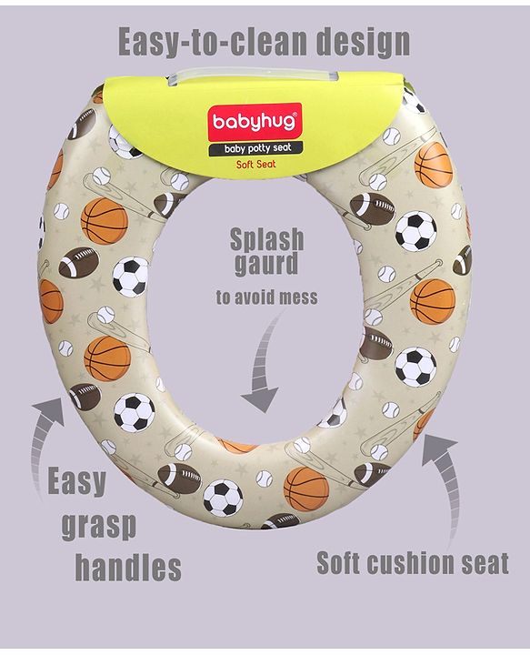 Babyhug Soft Cushioned Baby Potty Seat Sports Ball Print - Light Green