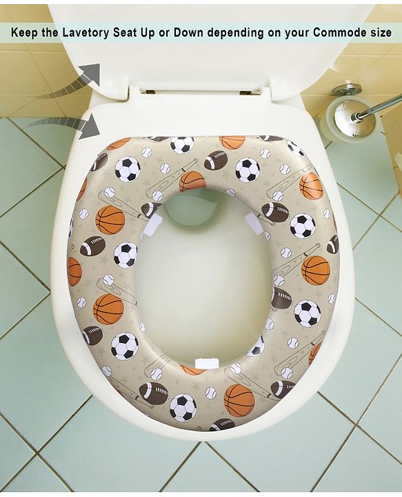Babyhug Soft Cushioned Baby Potty Seat Sports Ball Print - Light Green