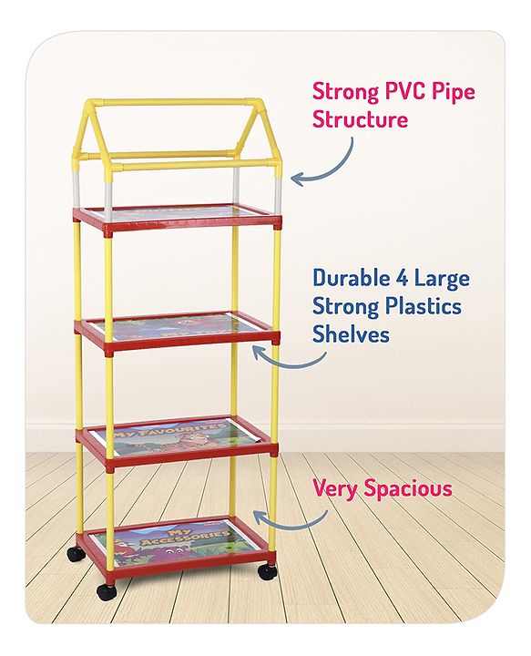 Babyhug 4 Shelved Almirah With Wheels Jungle Baby Print - Blue