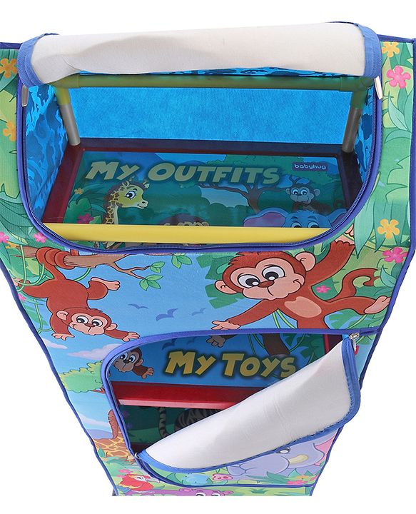 Babyhug 4 Shelved Almirah With Wheels Jungle Baby Print - Blue