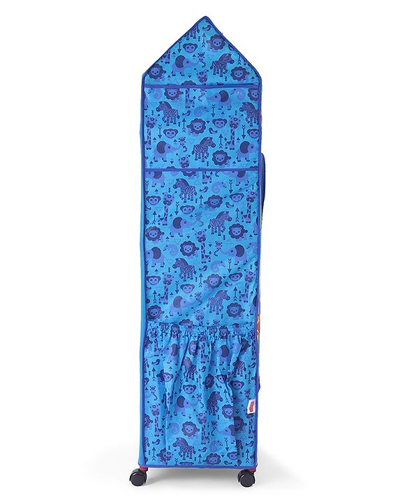 Babyhug 4 Shelved Almirah With Wheels Jungle Baby Print - Blue