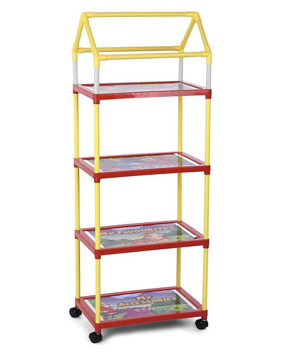 Babyhug 4 Shelved Almirah With Wheels Jungle Baby Print - Blue