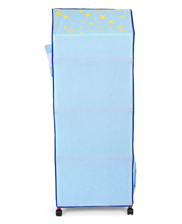 Babyhug Foldable 4 Shelved Almirah With Wheels Space Adventure Print - Dark Blue