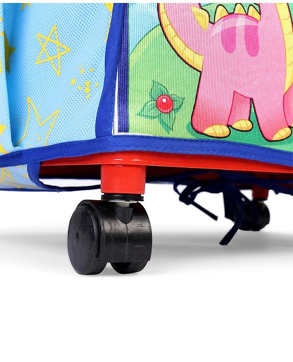 Babyhug Foldable 4 Shelved Almirah With Wheels Space Adventure Print - Dark Blue