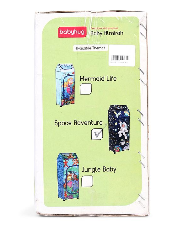 Babyhug Foldable 4 Shelved Almirah With Wheels Space Adventure Print - Dark Blue