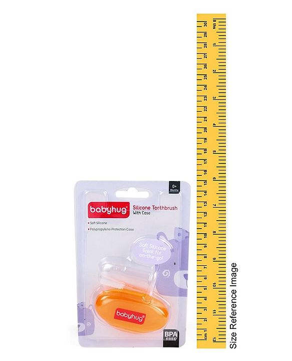 Babyhug Silicone Finger Brush With Case - Orange