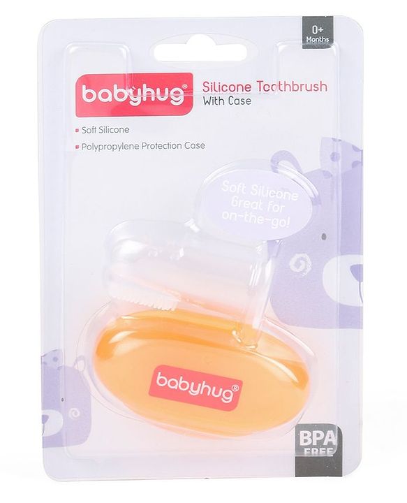 Babyhug Silicone Finger Brush With Case - Orange
